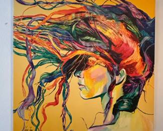 Abstract Portrait of a Woman with Flowing Hair by Linzi Lynn