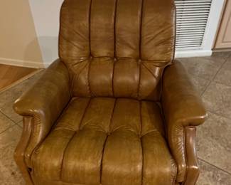 Brown Leather Tufted Recliner Armchair