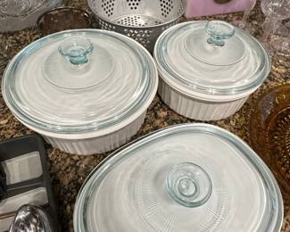 CorningWare French White Casserole Dishes with Glass Lids