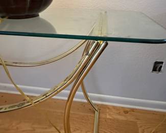 Vintage Brass and Glass Console Table second image