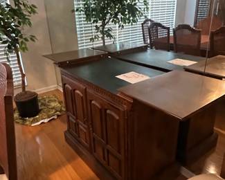 Executive Partner Desk with Leather Inset Top