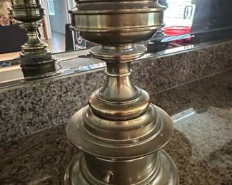 Vintage Stiffel Brass Table Lamps with Pleated Shades third image