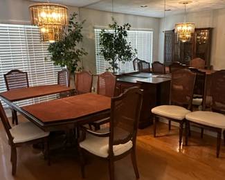 Thomasville Dining Room Set with Cane Back Chairs