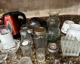 Assorted Glassware and Small Kitchen Appliances