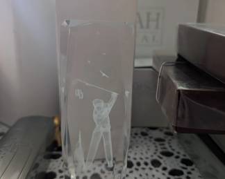 golfer paper weight - OFNAH crystal