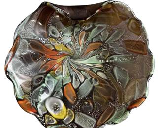 Beautiful Murano Style Large Glass Bowl Trinket Dish