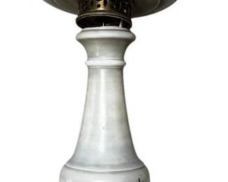 Lovely Electric Lamp with Painted Glass and Brass Base