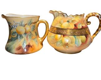 2 Hand Painted Porcelain Pitchers