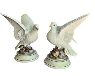 Pair of Vintage Porcelain Dove Figurines by Andrea by Sadek