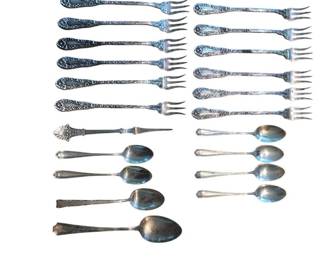 Sterling Cocktail Forks and Small Condiment Spoons 21 Pieces