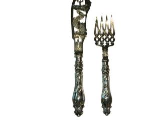 Fish Carving Set British Silver