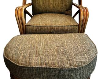 Braxton Culler Furniture Rattan Wicker Bamboo Chair with Ottoman