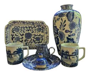 Vtg Seymour Mann Imperial China Blue and White Porcelain Vase and More Blue White Decor