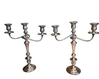Pair of International Sterling Weighted and Reinforced Candelabra