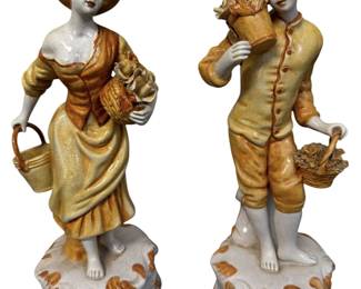Meiselman Imports Italy Porcelain Boy and Girl with Crackle Crazed Finish
