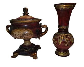 Ornate Lidded Urn and Vase