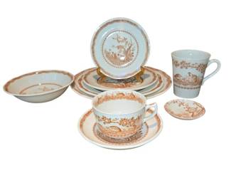 1 Furnivals Quail Brown Dinnerware 9 Piece Place Setting