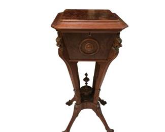 Antique 19th Century Victorian Walnut and Burl Walnut Sewing Stand