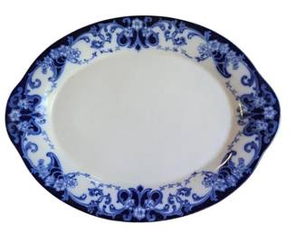 Antique Royal Doulton Burslem Flow Blue Platter in the Melrose Pattern
