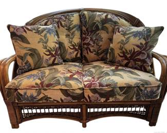 Braxton Culler Furniture Rattan Wicker Bamboo Two Person Loveseat