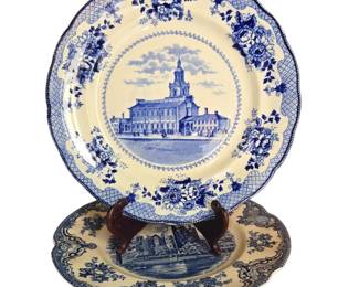 2 Blue White Decorative Plates