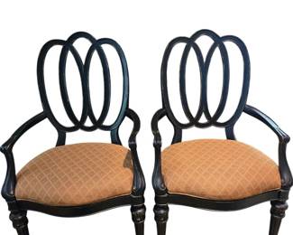 Pair of Thomasville Ernest Hemingway Collection Victoria Armed Dining Chairs