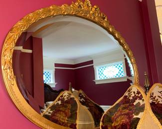 19th Century French Oval Giltwood and Gesso Mirror