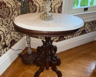 Victorian Marble Top Pedestal Table