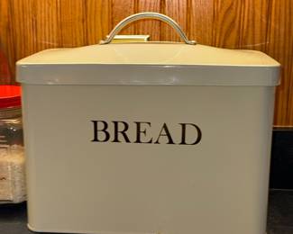 Cream Metal Bread Box with Handle