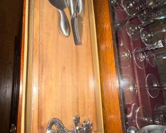 Mermaid and Dragon Cheese Knife Set with Wooden Board