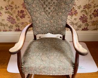 Antique Floral Upholstered Rocking Chair