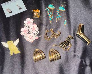 Assorted Costume Jewelry Collection with Judith Jack Earrings