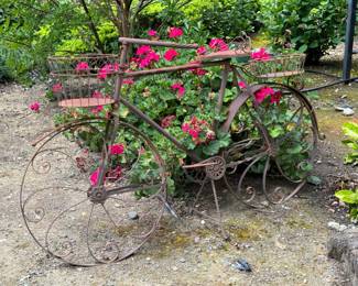 Vintage Wrought Iron Bicycle Planter