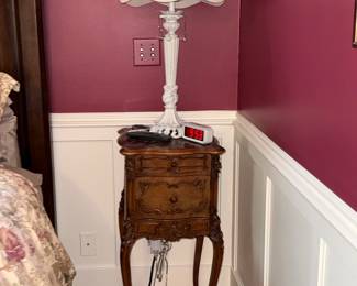 Antique French Louis XV Walnut Nightstand with Marble Top