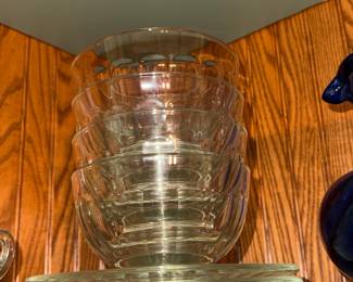 Anchor Hocking Wexford Clear Glass Footed Bowls and Saucers Set