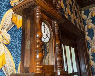 Antique German Walnut "Vienna Regulator" Wall Clock with Eagle Finial