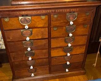 Antique Amberg's Cabinet Letter File - 12 Drawer Oak