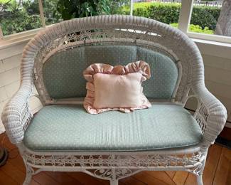 Vintage Wicker Loveseat and Armchair Set