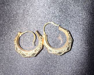 Vintage Octagonal Filigree Hoop Earrings