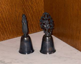 Pair of Sterling Silver Decorative Bells with Naturalistic Finials