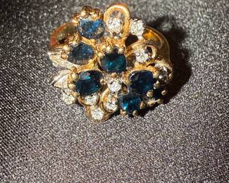 Sapphire and Diamond Cluster Ring