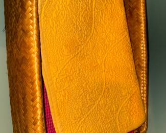 Woven Wicker Basket with Quilted Fabric Liner