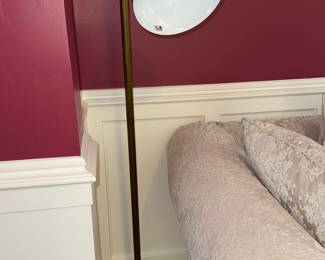 Vintage Brass Pharmacy Floor Lamp with White Shade