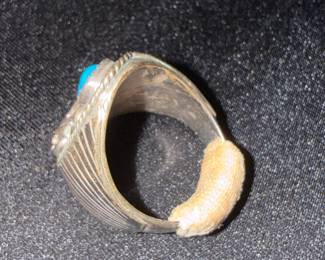 Navajo Sterling Silver Turquoise Eagle Ring