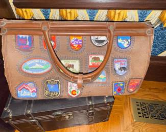 Vintage Travel Duffle Bag with National Park Patches