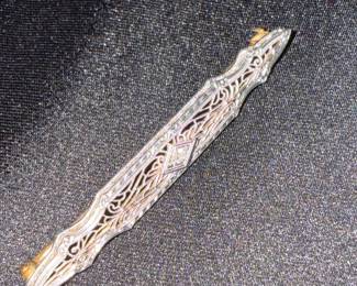 Art Deco Filigree Diamond Brooch