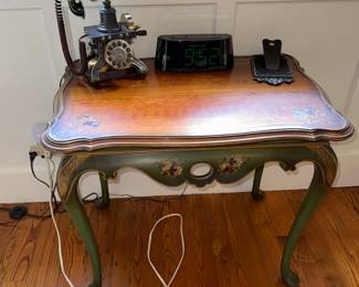 Victorian Style Rotary Dial Telephone with Decorative Side Table