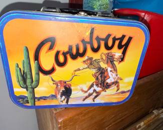 Vintage "Happy Trails" Cowboy Tin Litho Lunch Box