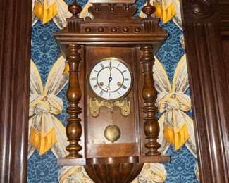 Antique German Wall Clock with Eagle Finial