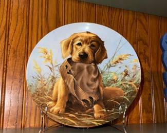 1987 Edwin M. Knowles "Caught in the Act" Golden Retriever Puppy Collector Plate by Lynn Kaatz